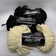 New MAXI-CORD MAXICORD BRAIDED 6MM 50 YDS MACRAME 1 Butter 2 Black Color Retro