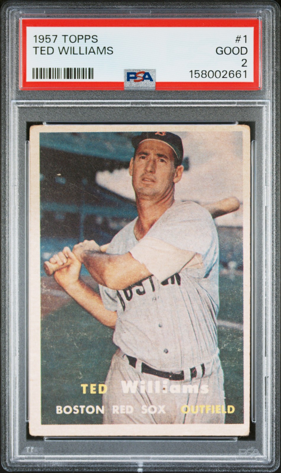 1957 TOPPS #1 TED WILLIAMS PSA 2 view 1