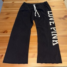 Y2K Victoria Secret Pink Love Pink Boyfriend Sweatpants Black Size Small