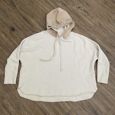 Frank Eileen Kane Capelet Triple Fleece Pullover Cream Beige Hoodie XSMALL XS
