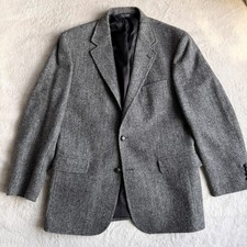 Vtg Harris Tweed Mens Blazer 42R 100 Wool Herringbone JOS A BANK Sport Coat