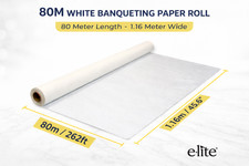 80M x 1.16M White Banquet Roll Paper Table Cover Cloth for Wedding Dinner Party