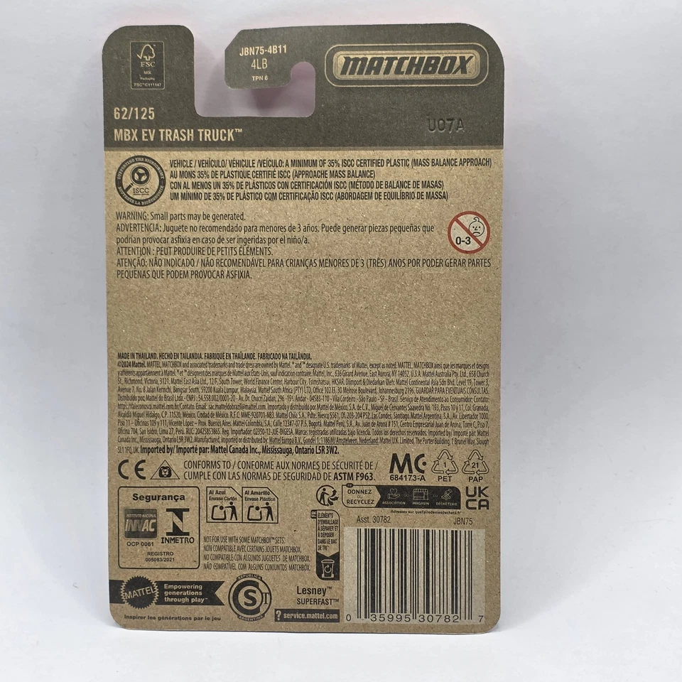 2025 Matchbox #62 MBX EV Trash Truck™ BLUE | VALLEY DISPOSAL & RECYCLING | FSC - Image 2 of 2