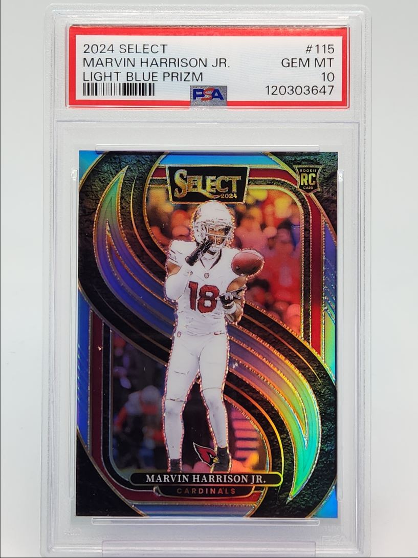 MARVIN HARRISON JR. 2024 SELECT PREMIER ROOKIE LIGHT BLUE RC /99 PSA 10 Q5492