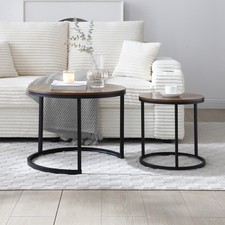 Set of 2 Round Coffee Table Nesting Side Table End Table for Living Room Bedroom