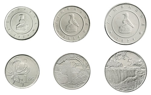 Zimbabwe 1-5 Zig 3 Pieces Set, Gold Backed, 2024, N #412920-412923, Mint
