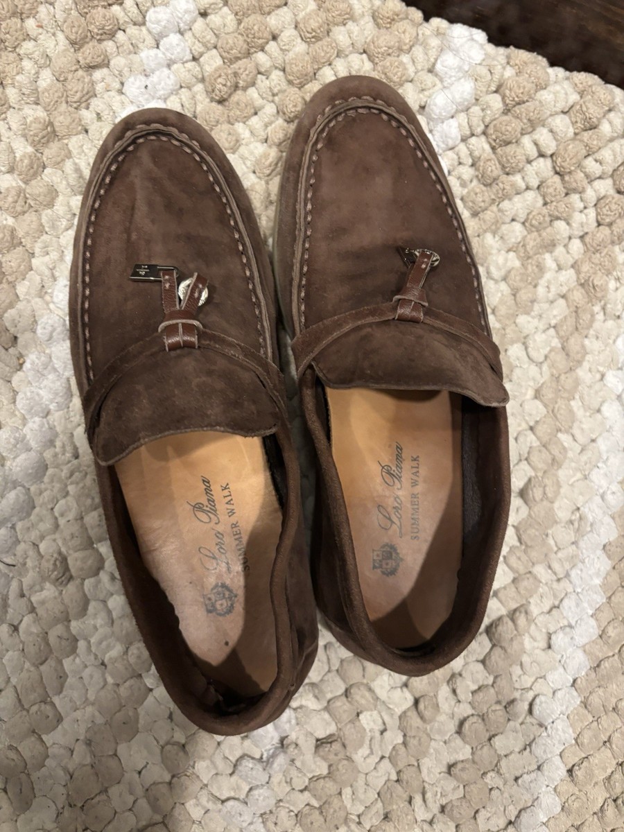 Loro Piana Brown Suede Summer Charms Walk-On Loafers Size 38 | eBay
