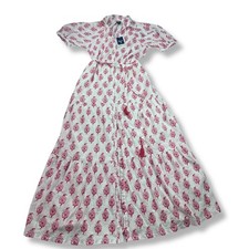 NWT Roller Rabbit Target Maxi Dress Pink Block Print Tassel Belt Womens XS