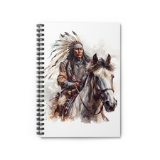 Native Indian Warrior Spiral Notebook - Ruled Line,  Journal, Back To School
