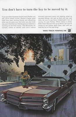 1966 Pontiac Bonneville Ad 2 Door Hardtop Magazine Advertisement Burgundy Poly