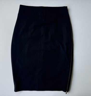 Express Black Solid Straight Pencil Skirt Knee Length Zip Closure Zipper Size M