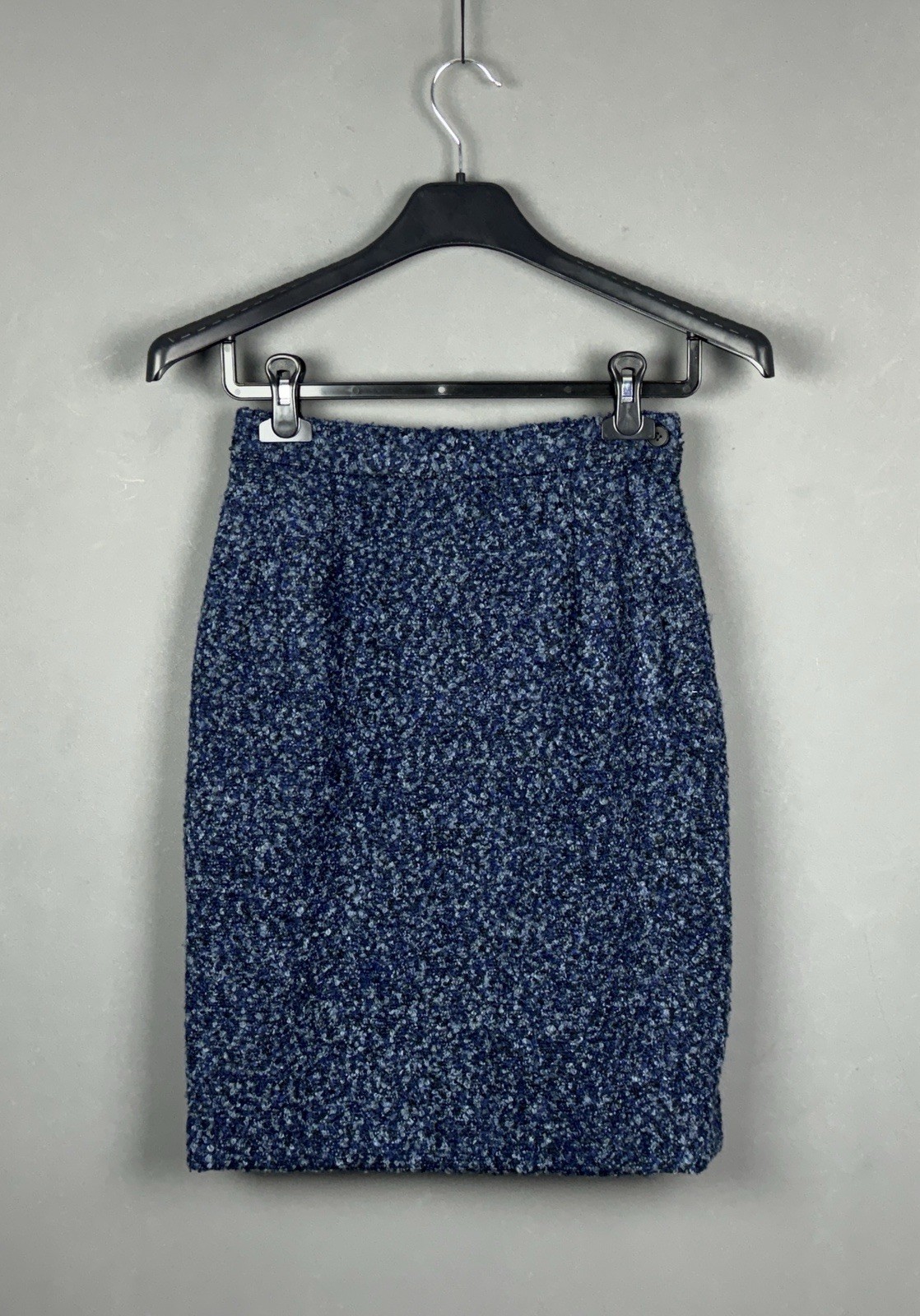 Gonna a matita vintage YVES SAINT LAURENT VARIATION blu lana acrilica taglia US4 FR 36