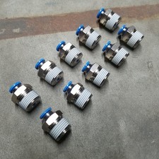 Festo QS-3/8-6 Push-In Fitting Adaptor, 3/8 NPT, 6mm OD Tube - NEW