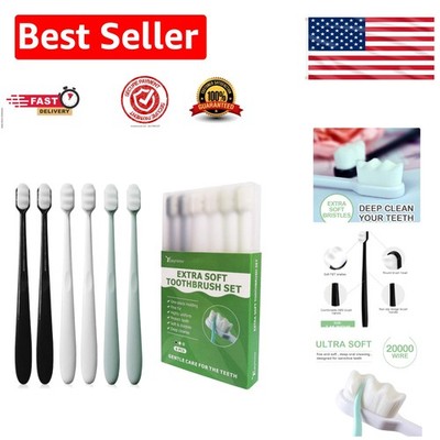 Extra Soft Toothbrush for Sensitive Gums - 6 Pack with 20000 Micro Bristles