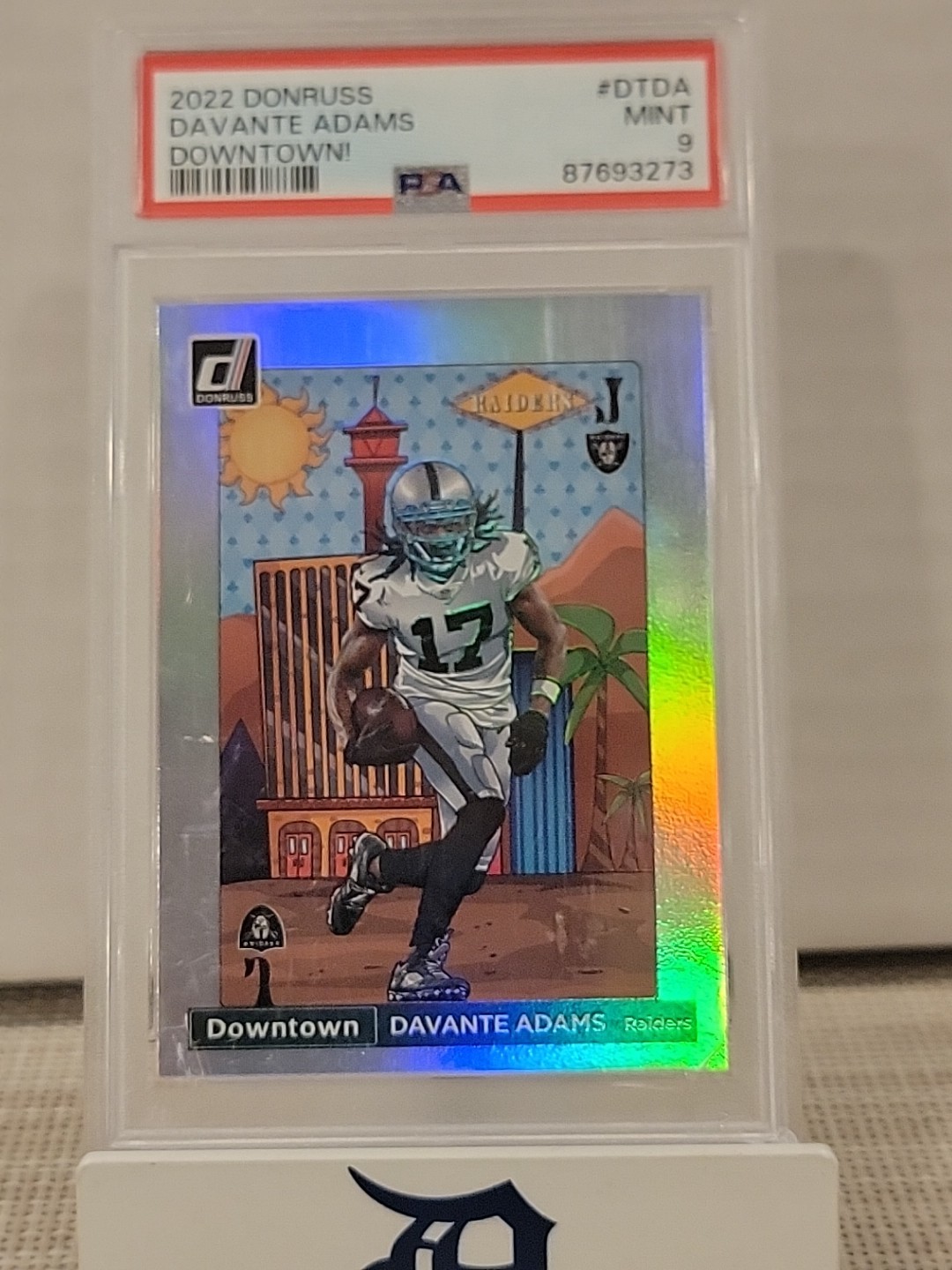 2022 Donruss DAVANTE ADAMS DOWNTOWN!  LAS VEGAS RAIDERS PSA 9