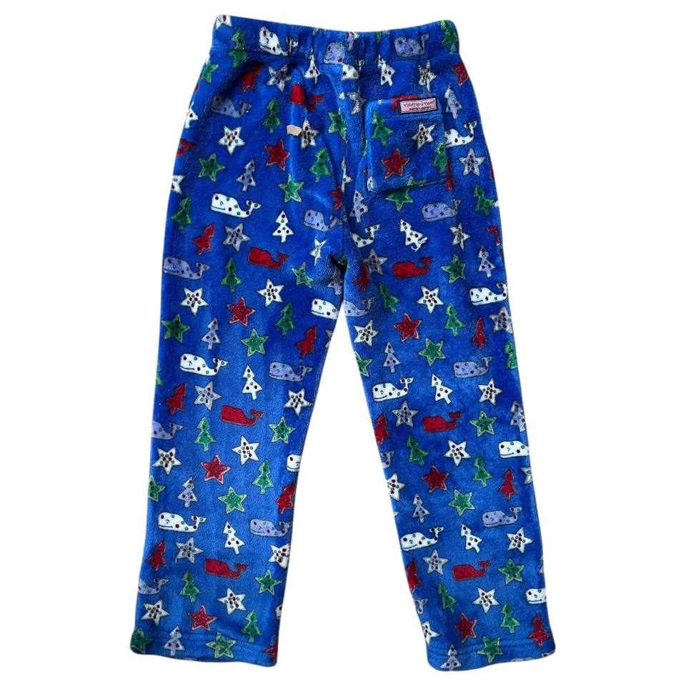 Vineyard Vines Christmas Holiday Fleece Pants Star Tree Whale Boy's Small 8-10 - Image 4 of 4