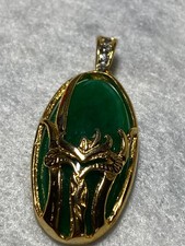 Genuine Green Jade gold plated Pendant Necklace