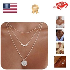 Gold/Silver Layered Necklaces for Women,Dainty 14k Gold Plated Stackable Chok...