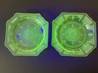 Anchor Hocking Princess Pat. Green Depression Glass Uranium Sherbet Saucer Plate