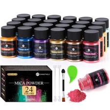 CHANGTIKEJI Mica Powder  24 Colors - 10g/Bottle of Natural Pigment Powder for ...