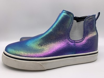 Lands' End Women's US 6 EU 38 Iridescent Metallic Hi Tops Side Zipper Sneakers