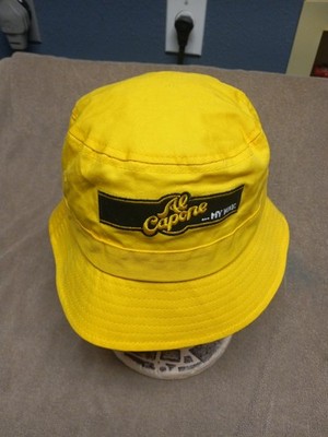 AL CAPONE MY WAY Cigar Bucket Hat Yellow Embroidered Patch NEW