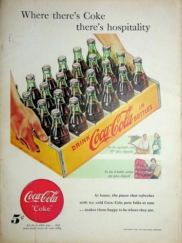 Original 1946 Vintage Print Ad: Coca-Cola,The Pause that refreshes with ice-cold