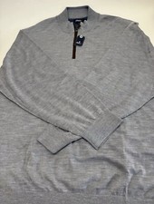 NWT johnnie-O Baron Lightweight Wool 1/4 Zip Pullover Sweater Lt Gray 2XLT 228
