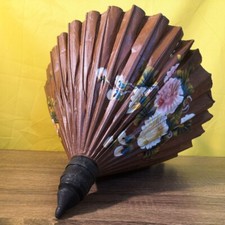 Thai Parasol Umbrella Rice Paper Handmade Painted Bamboo Frame VTG Floral RV9