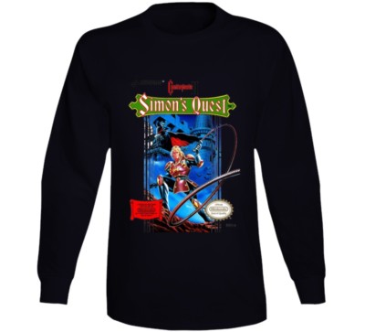 Castlevania Simon' S Quest Nes Box Art Retro Video Game Long Sleeve T Shirt