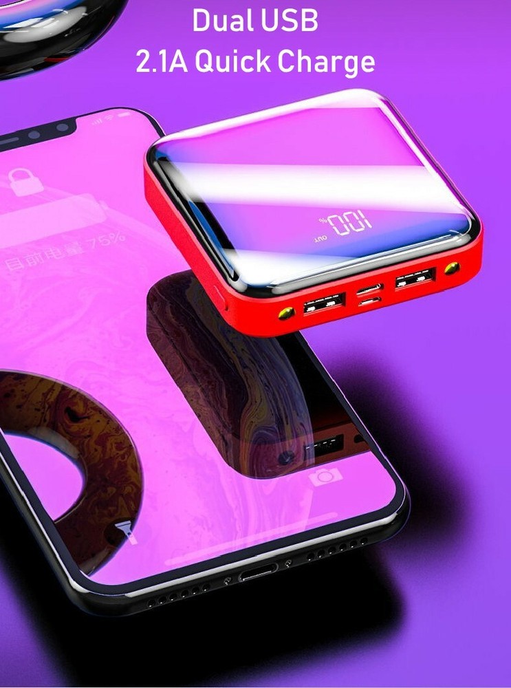 20,000mAh LED Mirror Power Bank - Fast Portable Charger