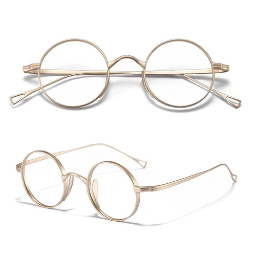 Retro Round Pure Titanium Glasses Women Full Rim Vintage Eyeglass Frames Men - Picture 13 of 22