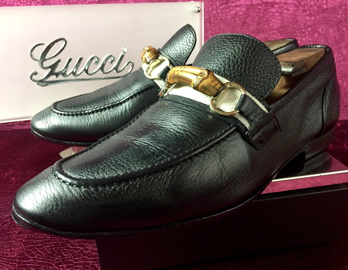 $820 Mens Black Leather Gucci Bamboo Bit Loafers Sz 8 US / 7 / Made In | eBay