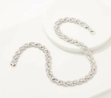 Anti-Tarnish Braided Byzantine Chain Necklace Real Sterling Silver QVC 18" 20" 