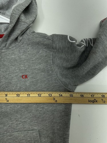 Calvin Klein Jeans Boys Jacket Size 6 Gray Zip Up Hooded Sweatshirt Graphic Logo - Picture 10 of 13