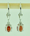 Dangling 1.90 ct  Natural Oval Garnet Earring White gold 14K leverback January  — photo 3