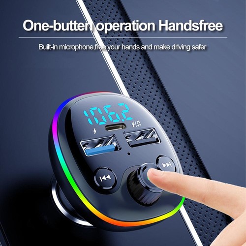 Pd 18w Fm Transmitter Wireless Bluetooth 5.0 Handsfree Car Kit Dual USB - Picture 20 of 26
