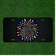 Custom Personalized License Plate Auto Tag With Colorful Optical Illusion Circle