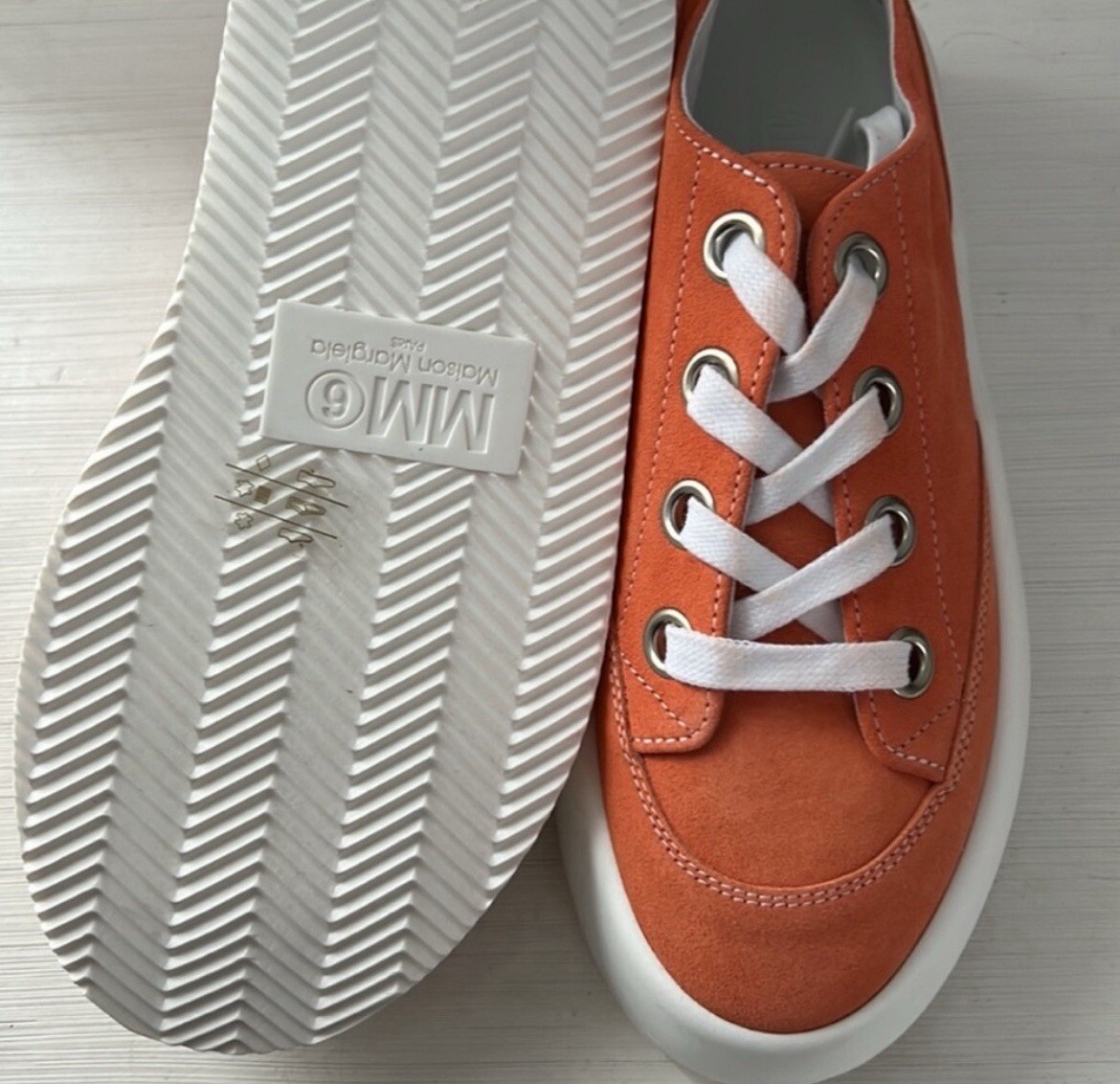 スニーカー MAISON MARGIELA Women Sneakers S59WS0162 PR047 H2804 Orange MM6 Maison Martin Margiela Orange Suede Platform Sneakers