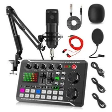 Podcast Live Streaming Bundle Wireless Bluetooth Live Sound Card with Microphone