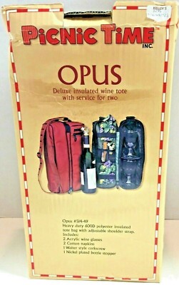  PICNIC TIME DELUXE INSULATED WINE TOTE WITH SERVICE FOR TWO
