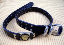 GIANNI VERSACE Rare Medusa Emblem Buckle Belt Studs Black Used