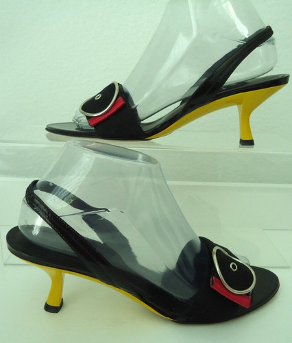 DI SANDRO Balogna Women's Elegant Black Yellow Heels Sandals Sz-8/38