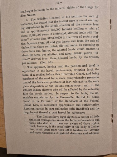  Cour suprême des États-Unis 1955 - Internal Revenue - Osage Indian - Redevances pétrole/gaz  - Photo 3/4