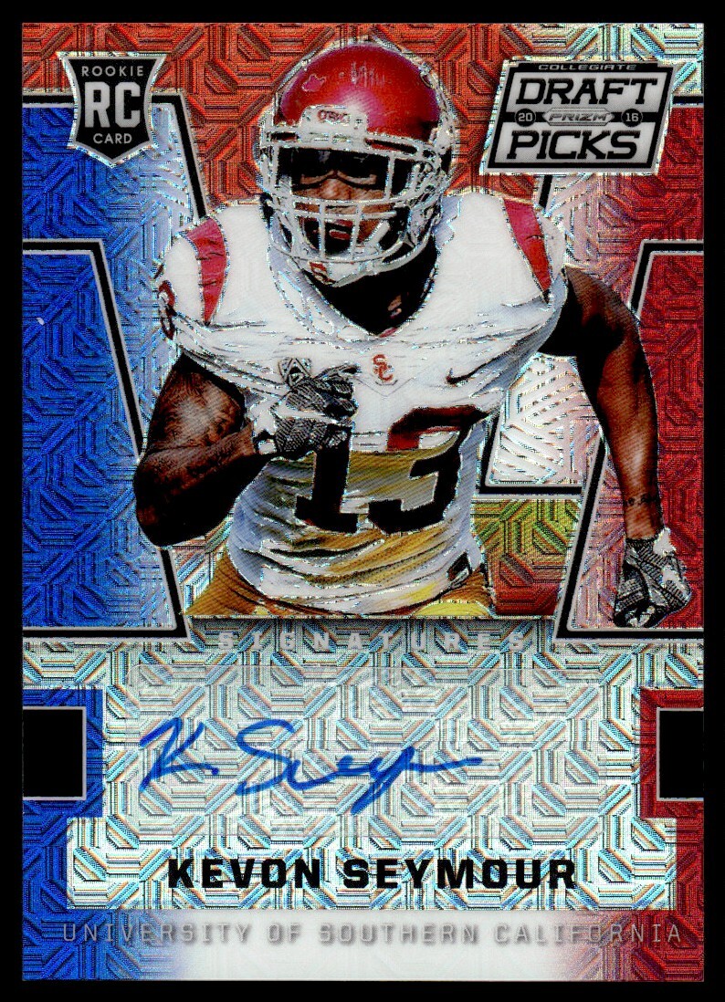 2016 Panini Prizm Draft Red White and Blue Kevon Seymour RC Auto