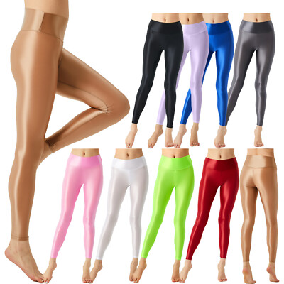 Legging Femme Taille Haute Shine Effet Cuir - Noir - Taille Stretch Gainant