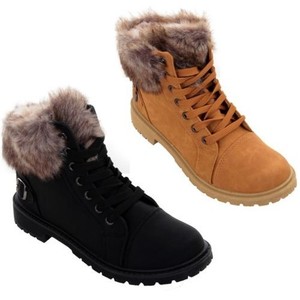 Mujer Invierno Botines Militar Combate Plano Suela de Agarre Forro Piel  Zapatos | eBay