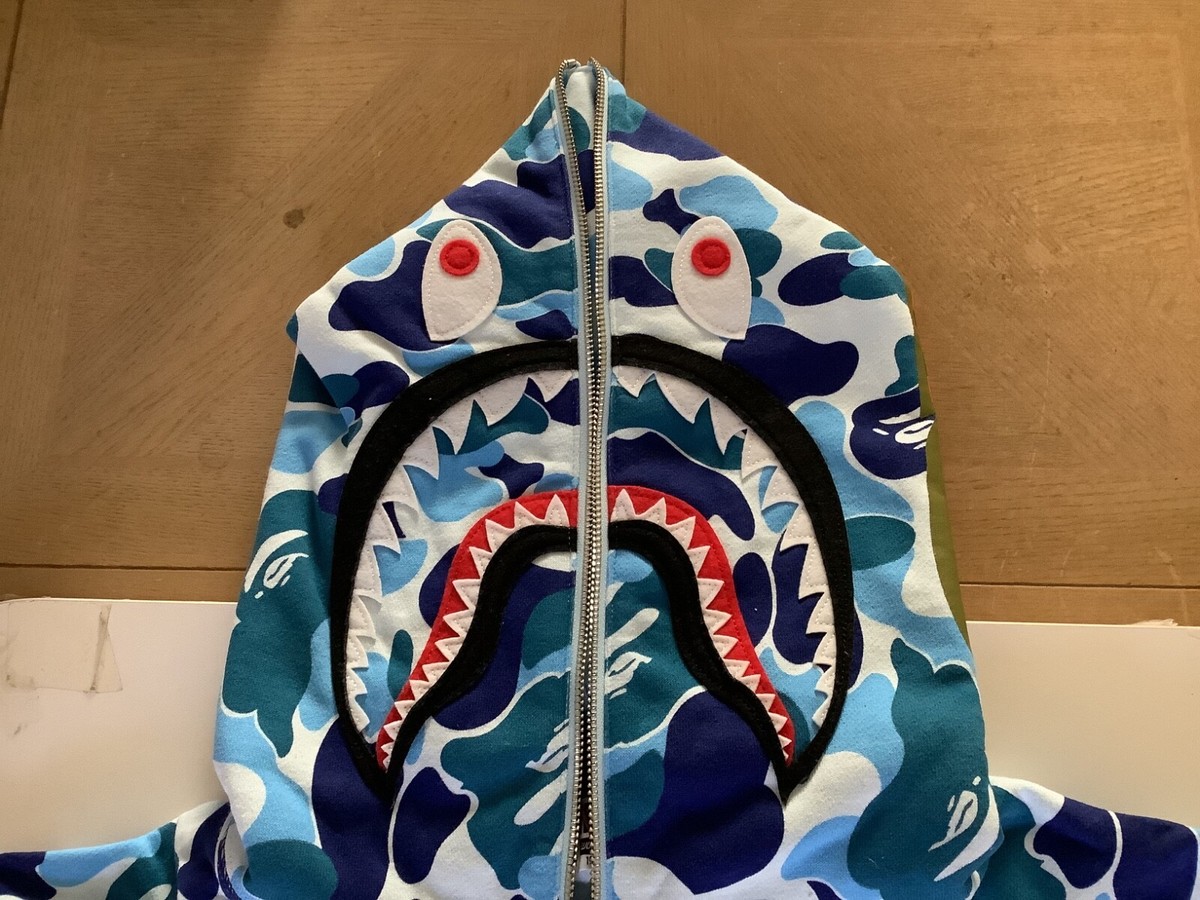 Authentic a bathing ape bape abc camo shark half zip