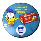Vintage Donald Duck Ice Cream Sign - Walt Disney Porcelain Gas Service Pump Sign