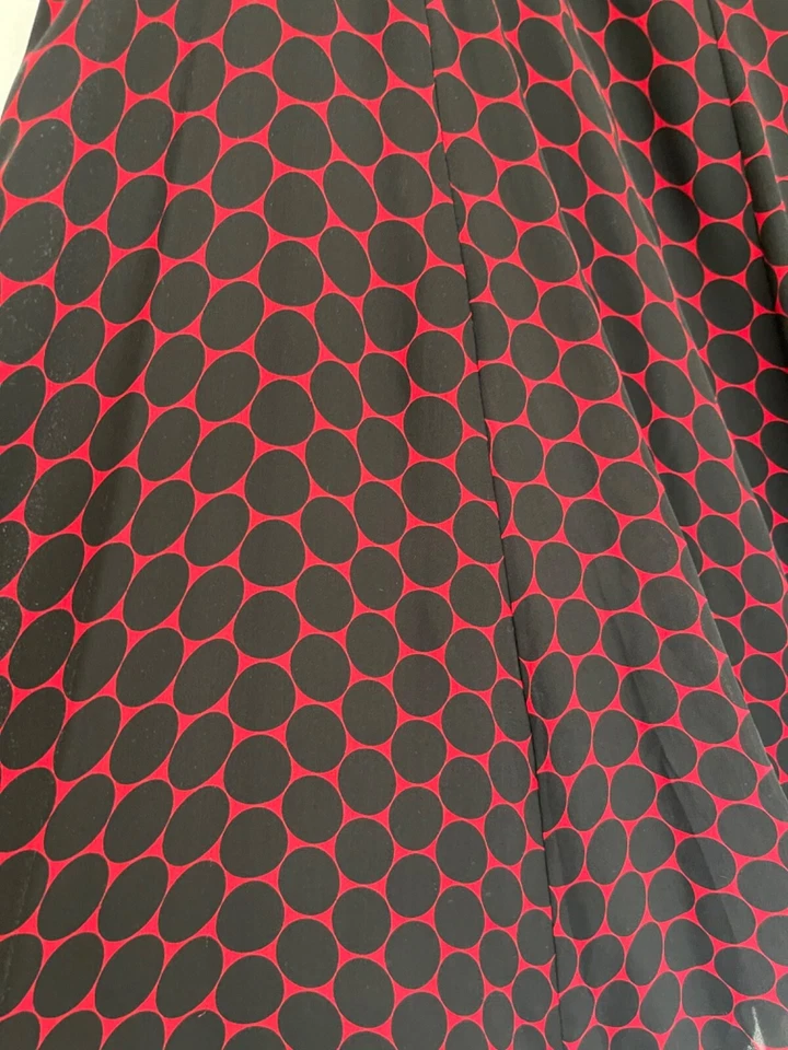 Hobbs Black & Red 100% Silk Large Polka Dot Flared Skirt Lined UK 16 - Image 4 of 4